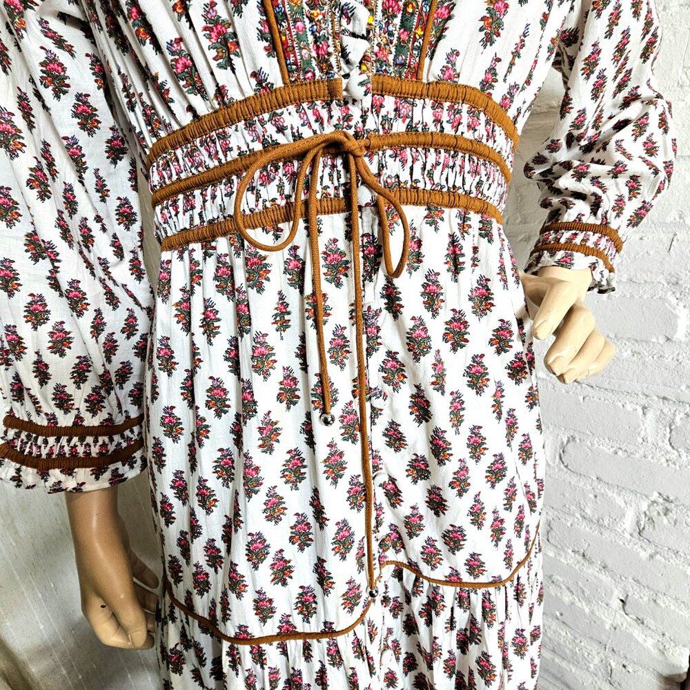 Veronica Beard Allesandra Boho Midi Dress Belted Cotton Size 6 - Picture 10 of 15